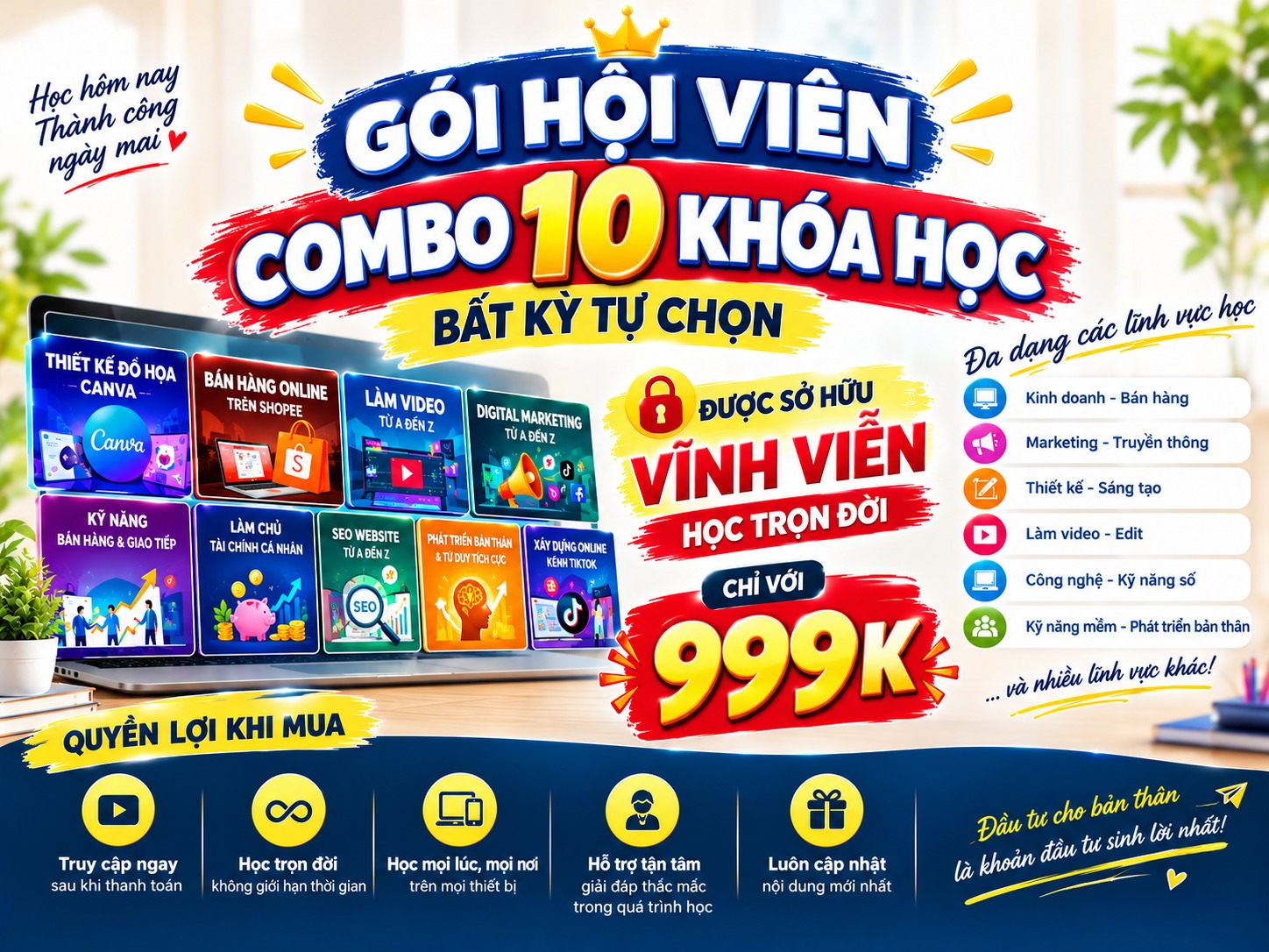 Gói hội viên - Combo 10 khóa học bất kỳ