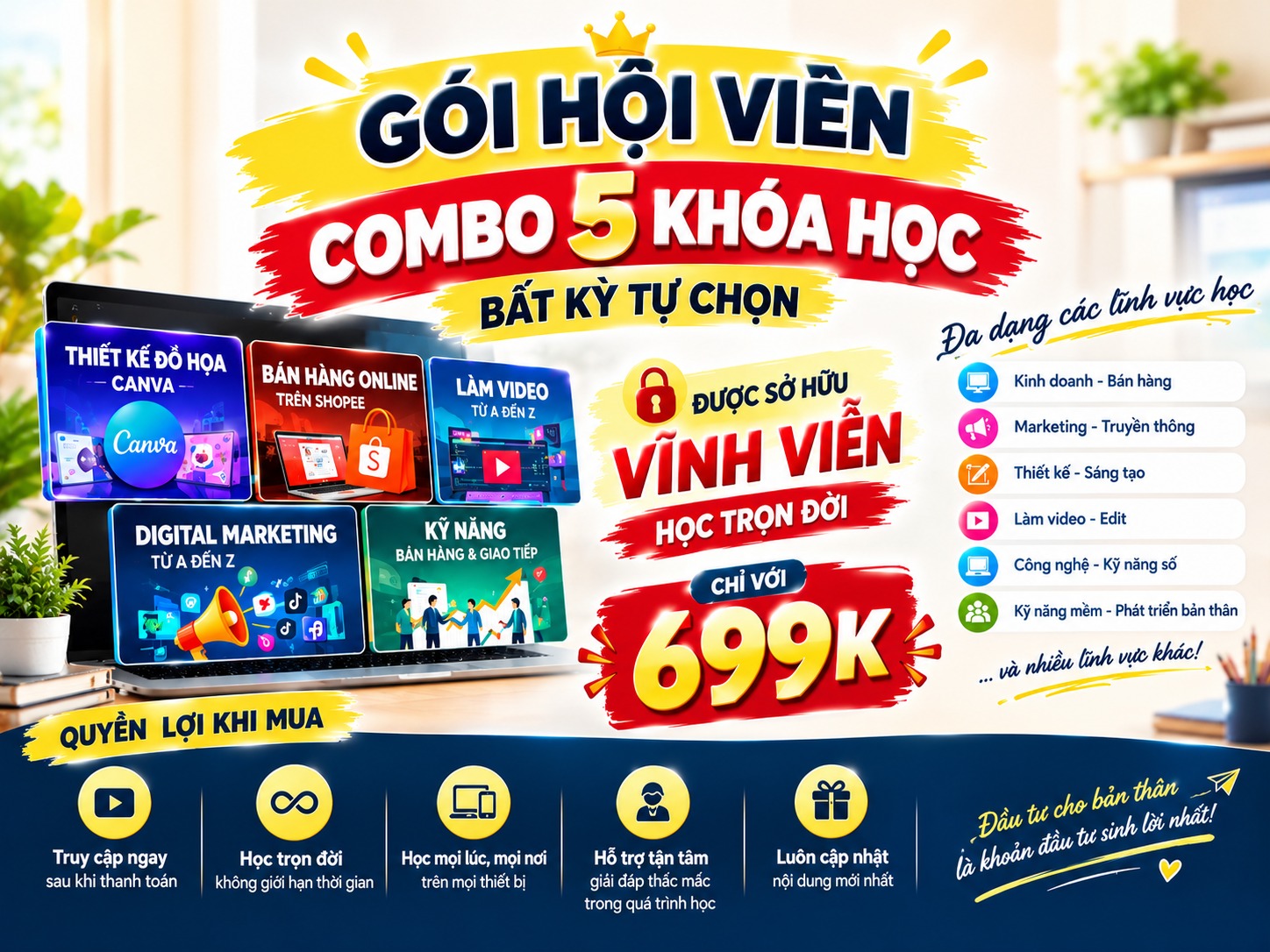 Gói hội viên - Combo 5 khóa học bất kỳ
